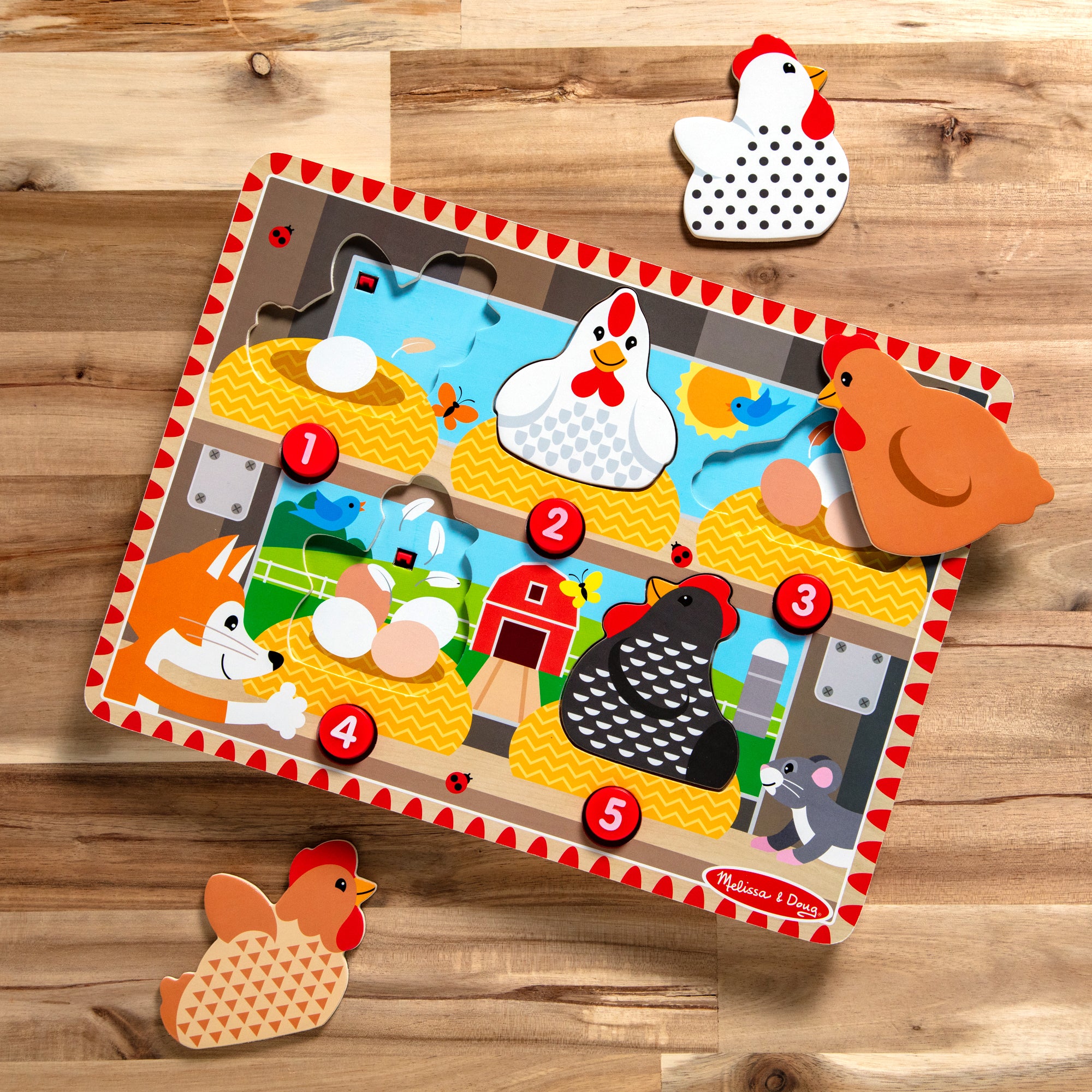 Melissa & Doug Happy Hens Push to Pop Puzzle - Image 9