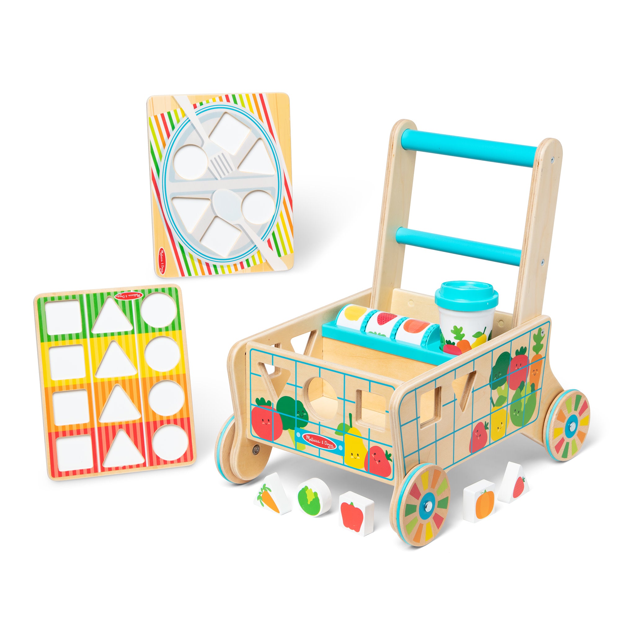 Melissa & Doug Wooden Shape Sorting Grocery Cart - Image 4