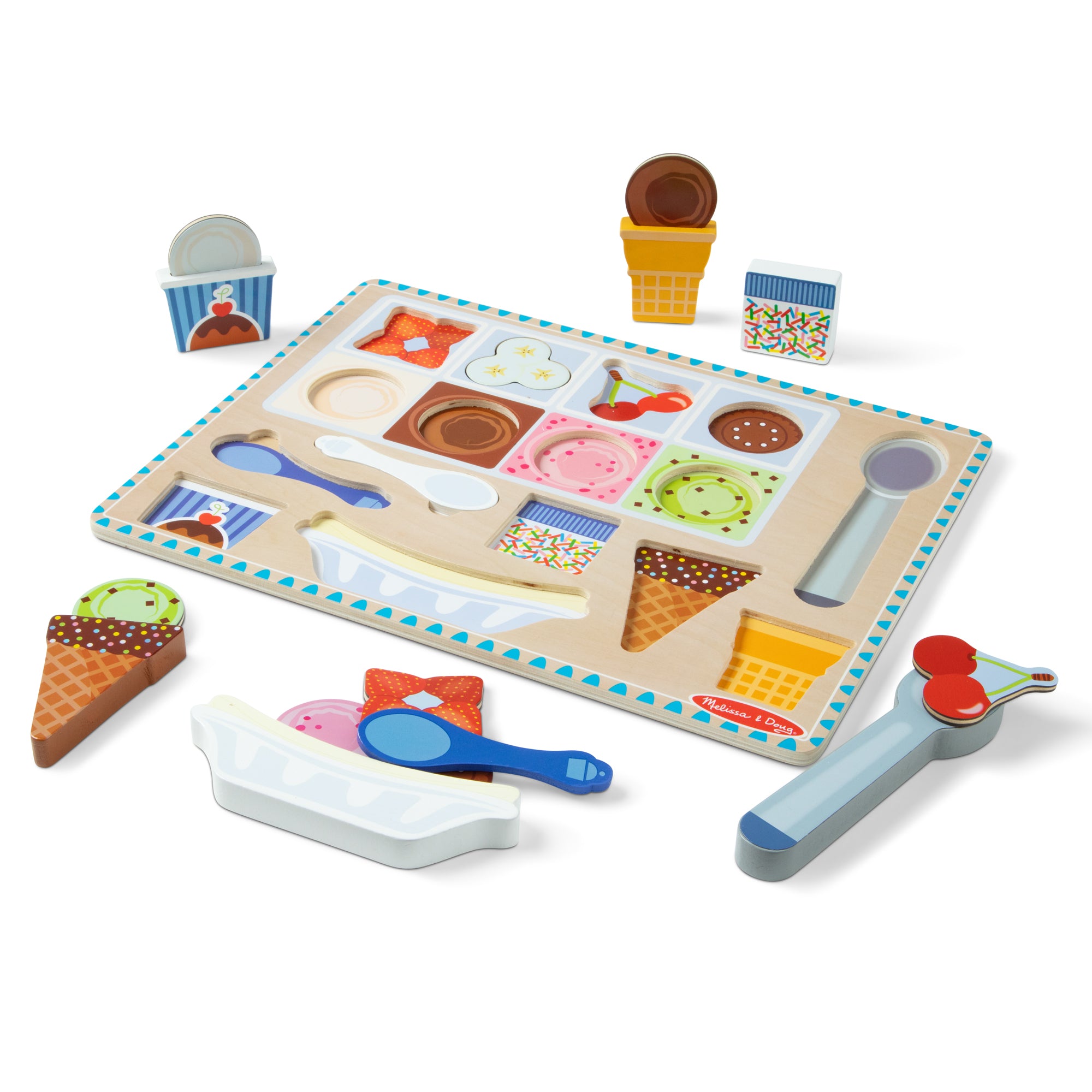 Melissa & Doug Wooden Magnetic Ice Cream Puzzle & Play Set - 16 Pieces - Image 4