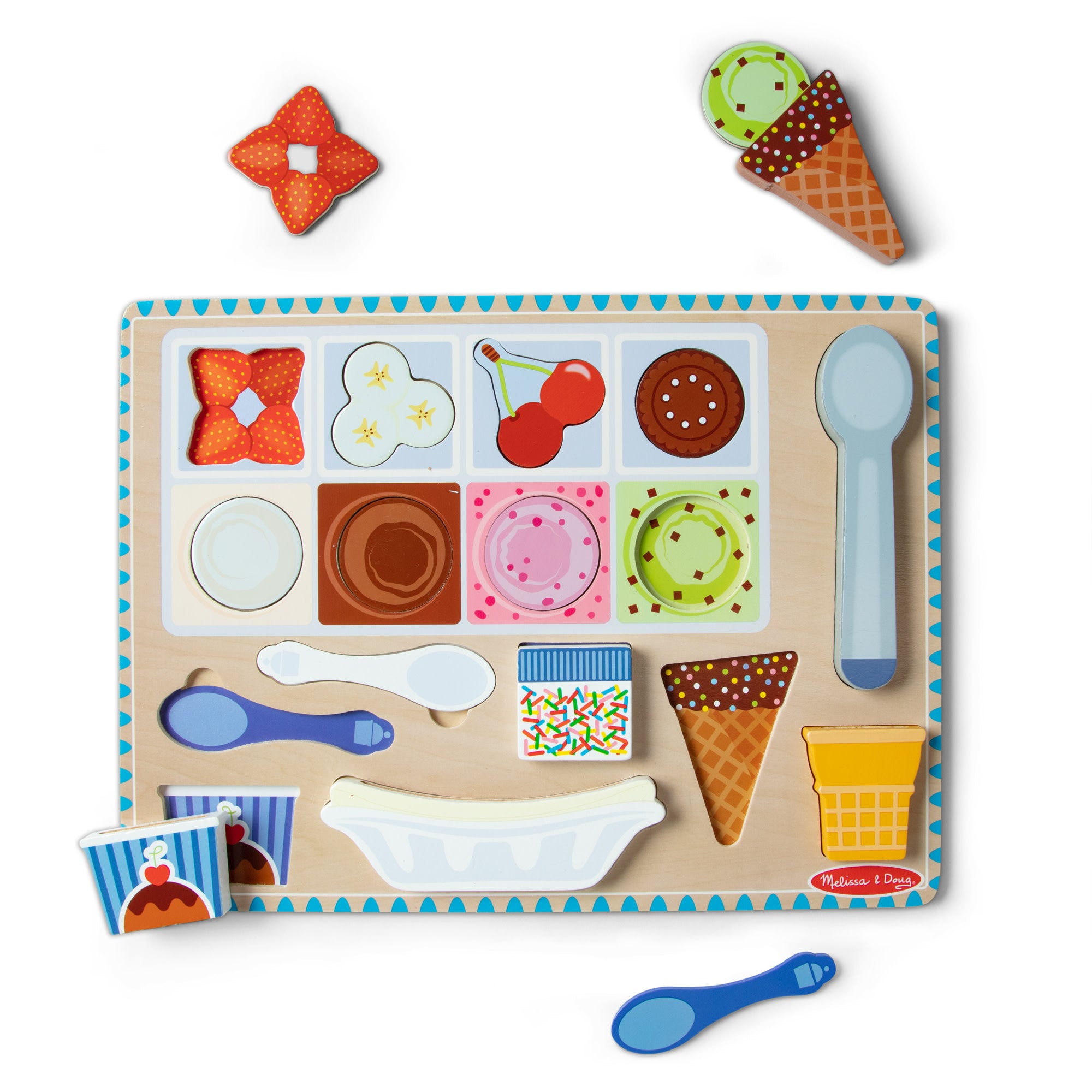 Melissa & Doug Wooden Magnetic Ice Cream Puzzle & Play Set - 16 Pieces