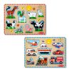 Melissa & Doug Wooden Sound Puzzle 2-Pack ?C Farm Animals, Vehicles