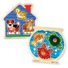 Melissa & Doug Wooden Jumbo Peg Puzzle 2-Pack: Fish Bowl, House Pets
