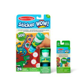 Melissa & Doug Sticker WOW!? Dinosaur Bundle: Activity Pad & Sticker Stamper + Mini Activity Pad and 200 Refill Stickers