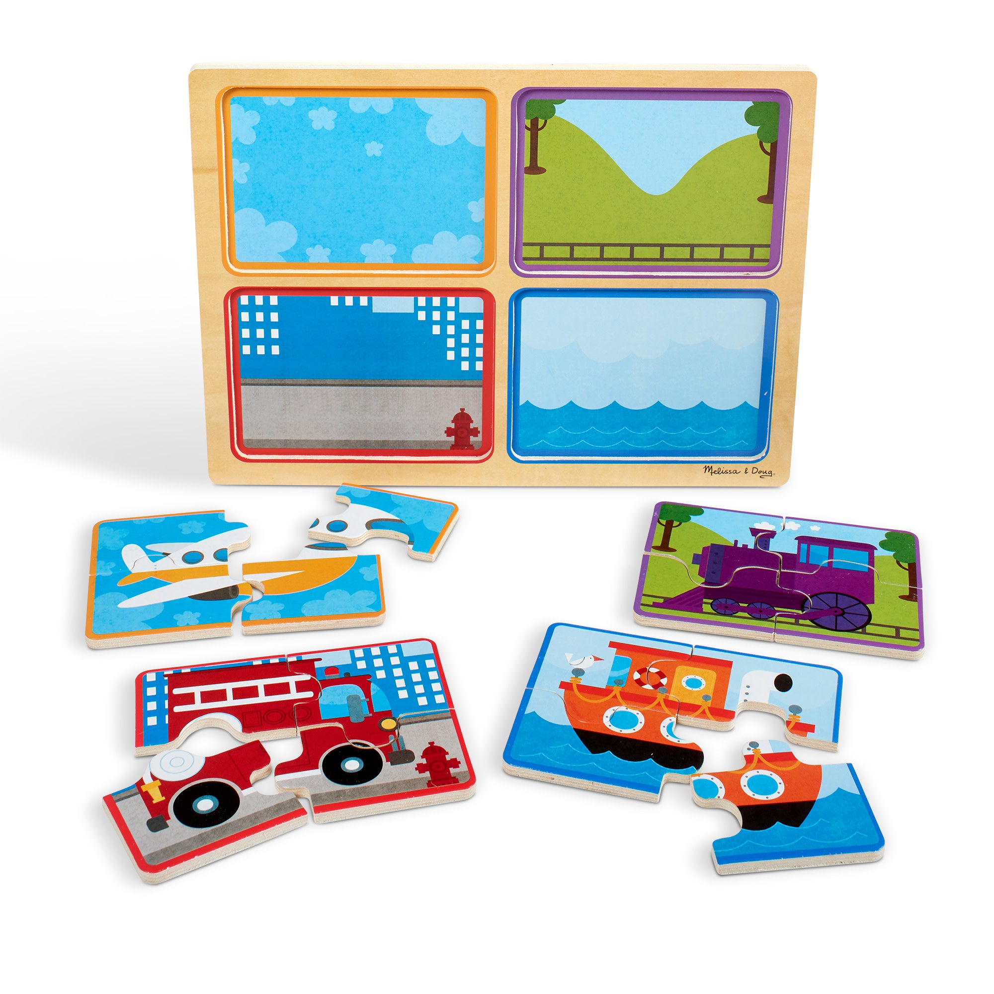 Melissa & Doug Natural Play Wooden Puzzle: Ready, Set, Go - Image 4