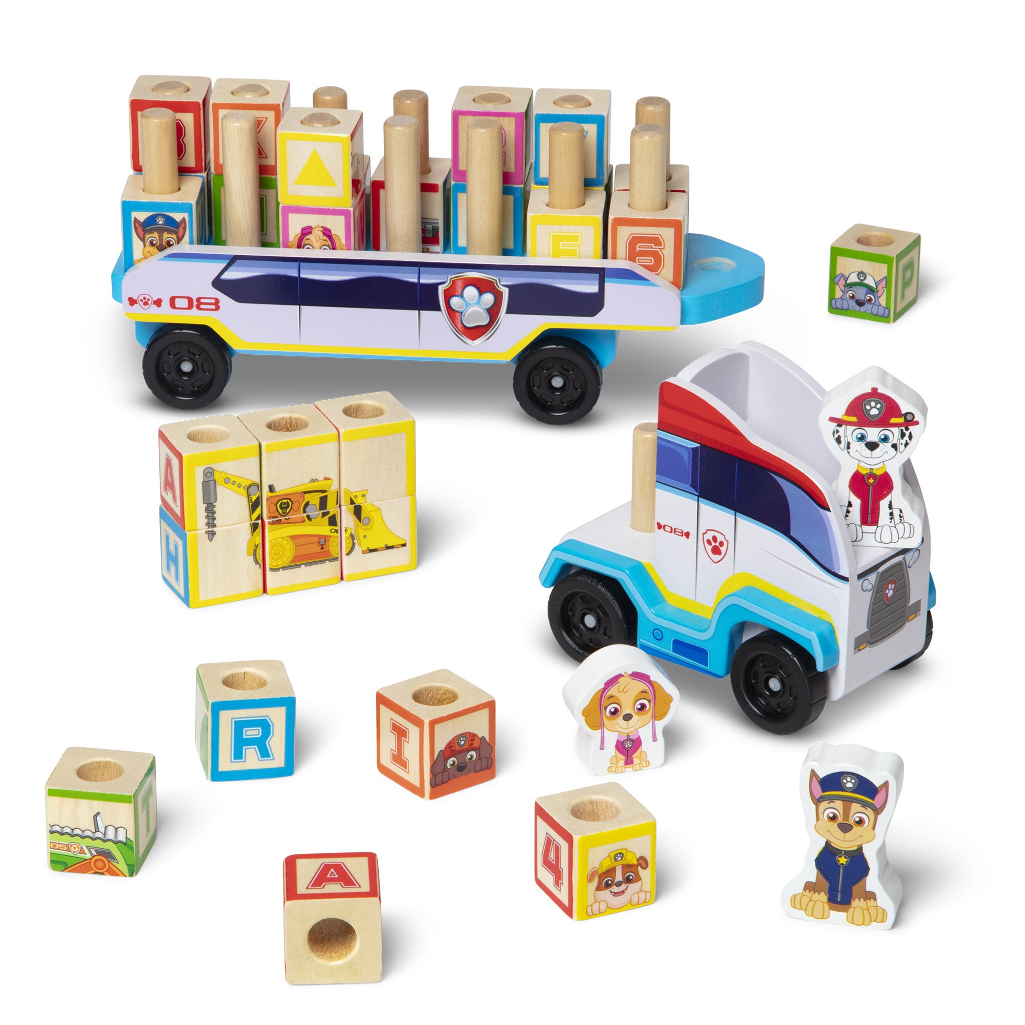 Melissa & Doug PAW Patrol Wooden ABC Block Truck - Image 6