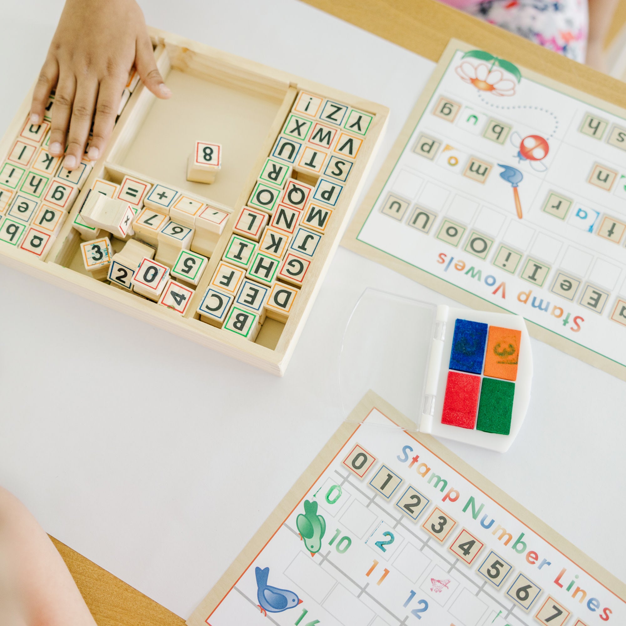 Melissa & Doug Deluxe Wooden Stamp Set - ABCs 123s - Image 5