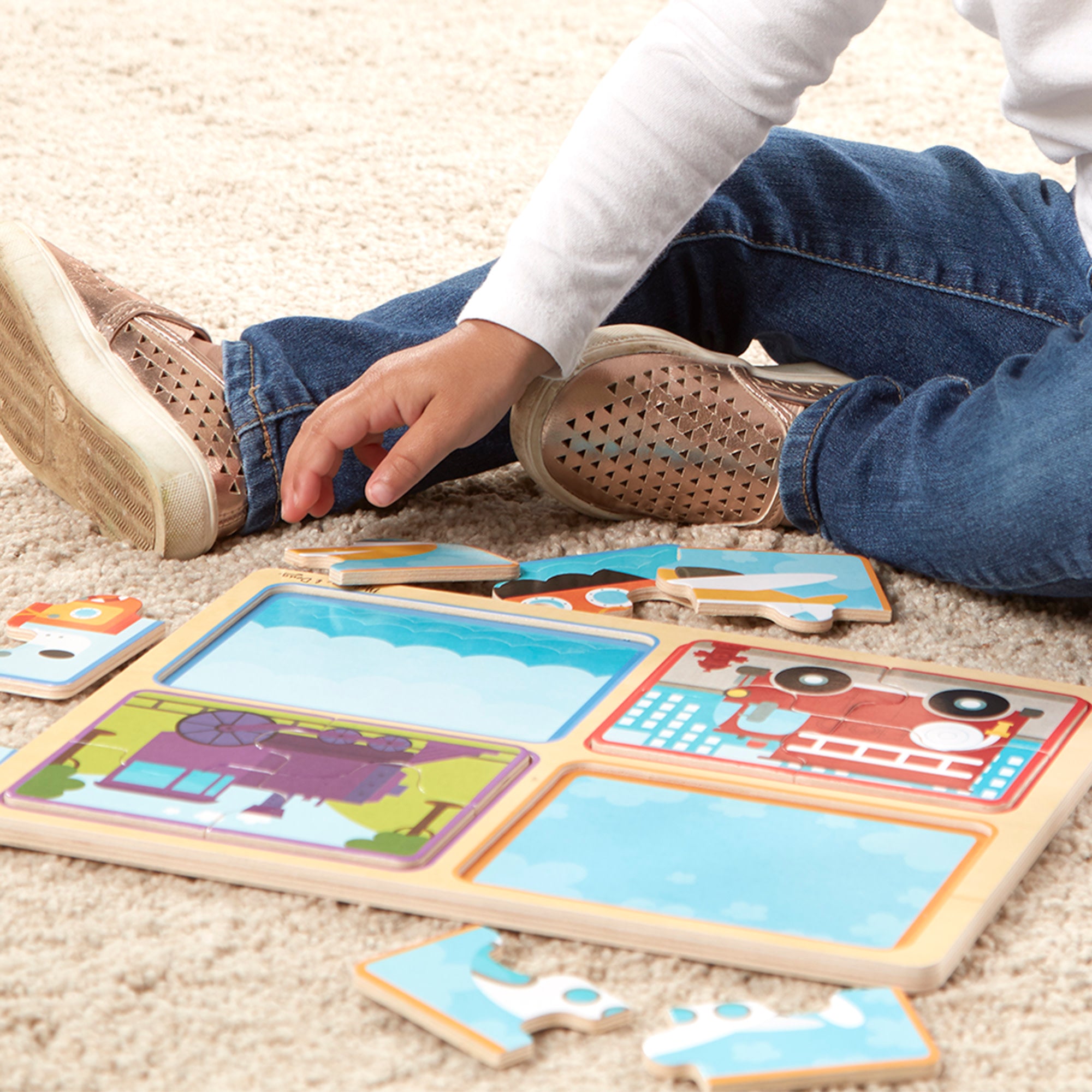 Melissa & Doug Natural Play Wooden Puzzle: Ready, Set, Go - Image 2