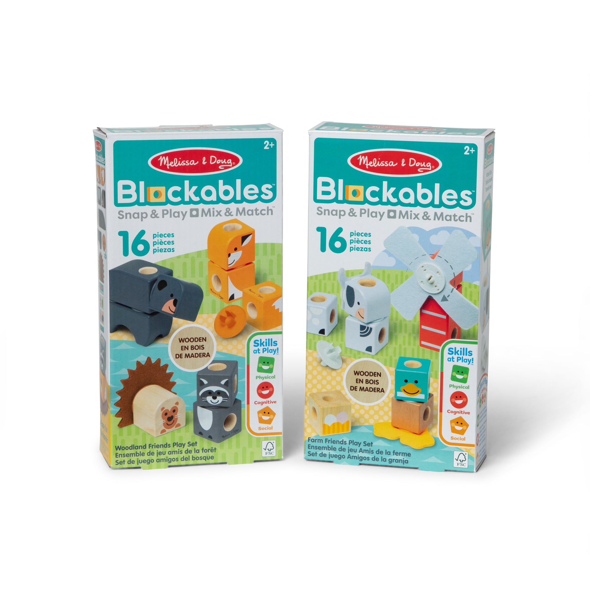 Melissa & Doug Blockables? Play Sets Farm Friends and Woodland Friends 2-Pack Bundle - Image 3