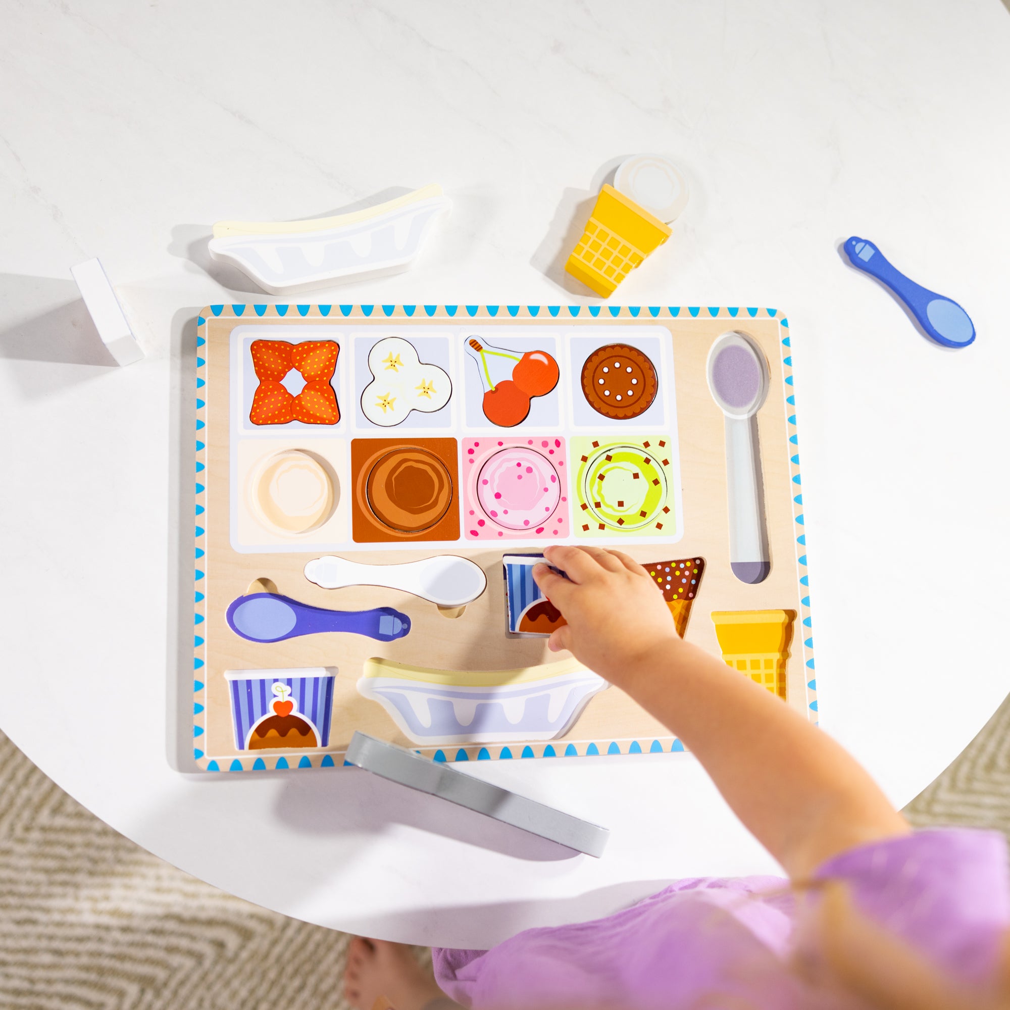 Melissa & Doug Wooden Magnetic Ice Cream Puzzle & Play Set - 16 Pieces - Image 2