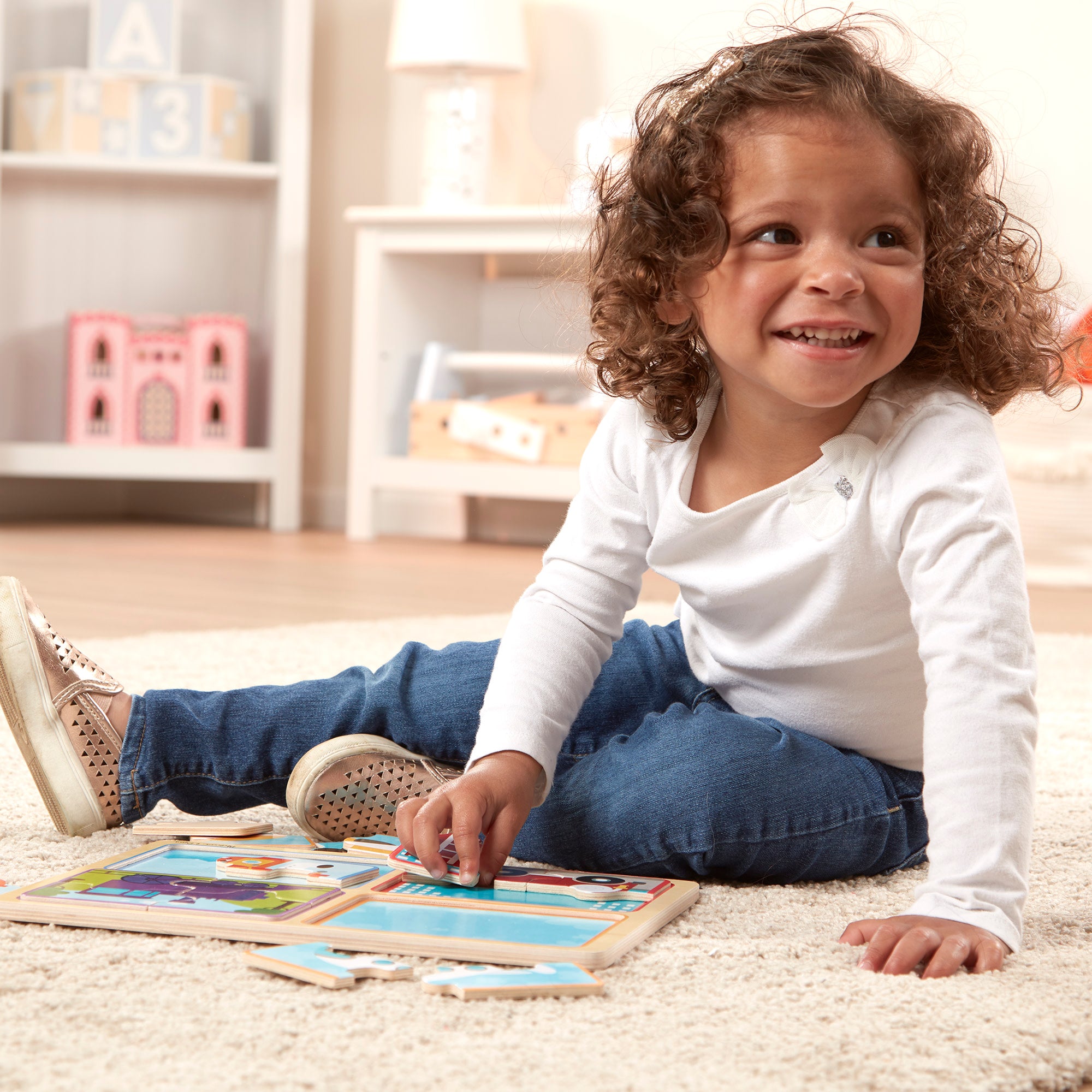 Melissa & Doug Natural Play Wooden Puzzle: Ready, Set, Go - Image 5