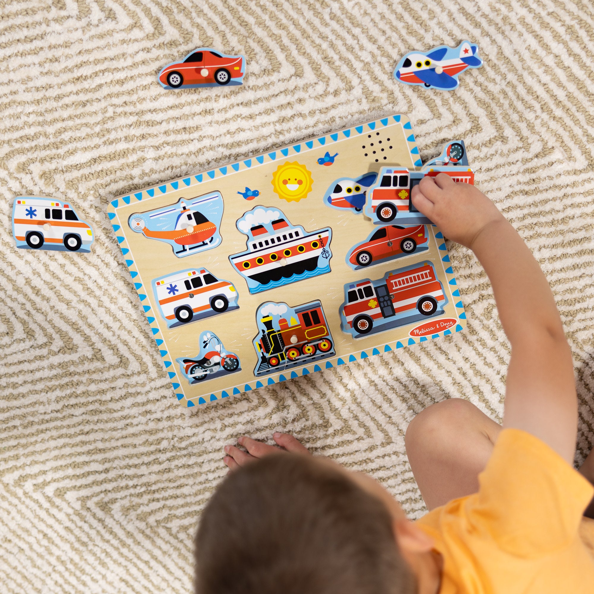 Melissa & Doug Wooden Sound Puzzle 2-Pack ?C Farm Animals, Vehicles - Image 6