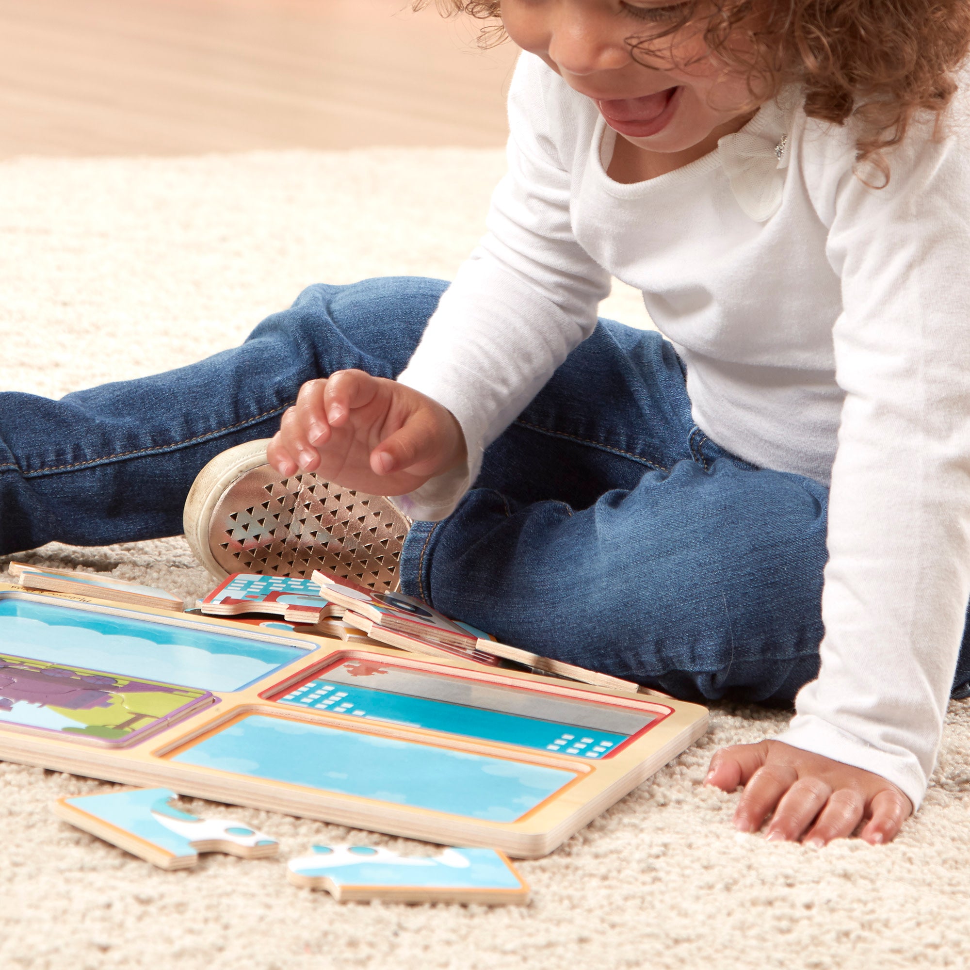 Melissa & Doug Natural Play Wooden Puzzle: Ready, Set, Go - Image 6
