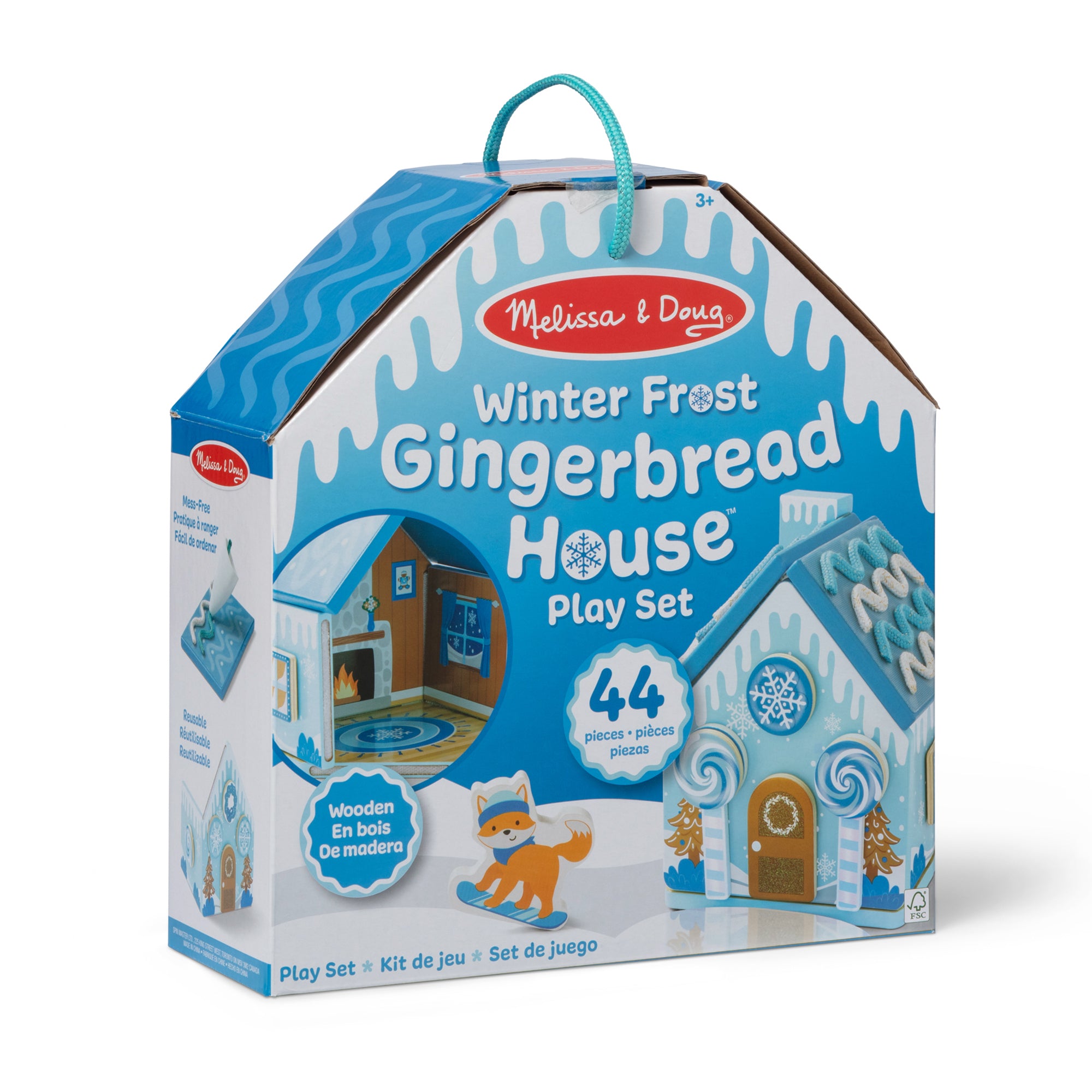 Melissa & Doug Wooden Gingerbread House Play Set ?C Winter Frost - Image 3