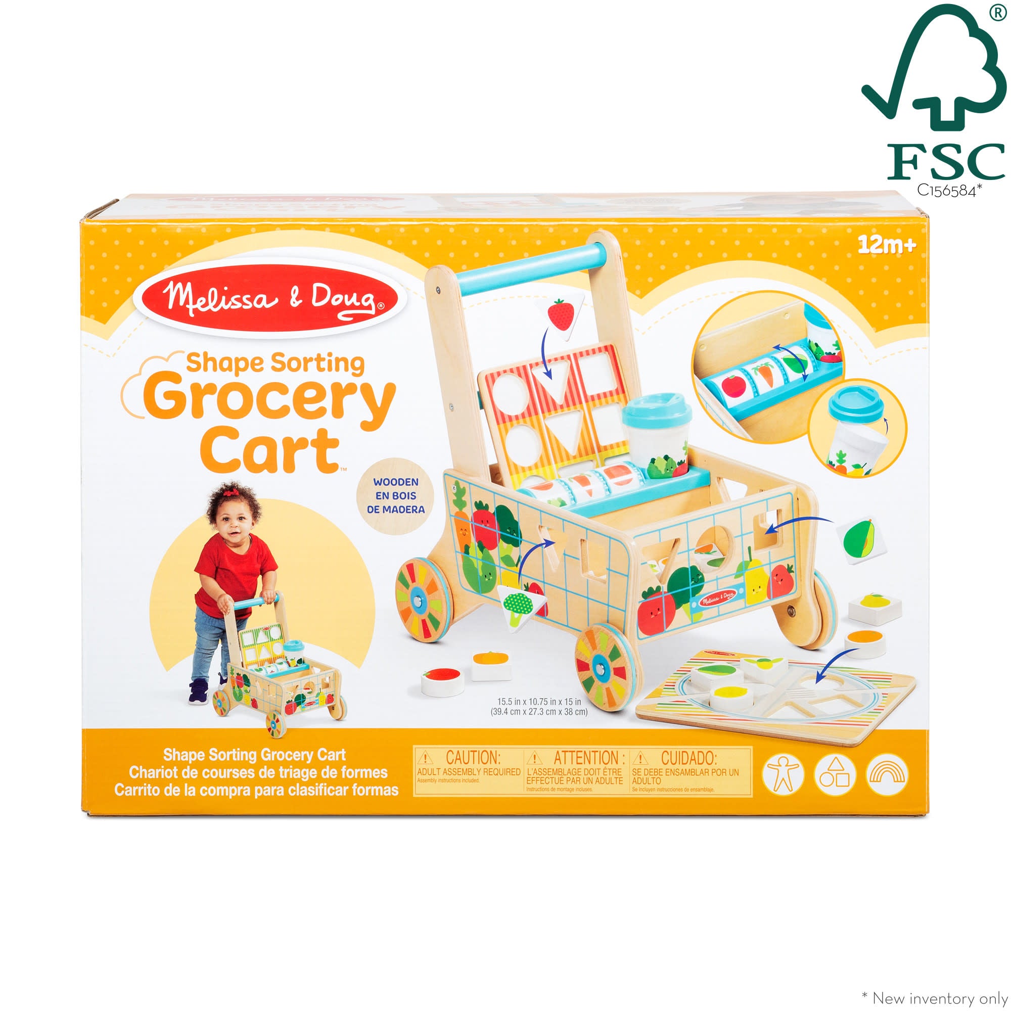 Melissa & Doug Wooden Shape Sorting Grocery Cart - Image 3