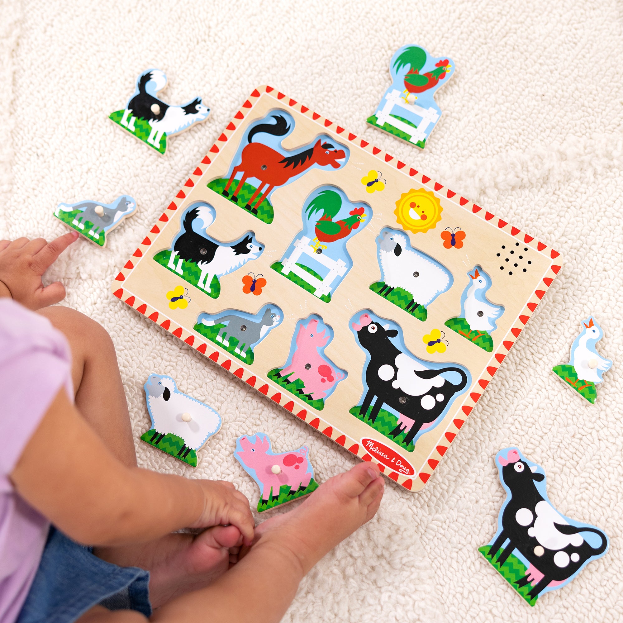 Melissa & Doug Wooden Sound Puzzle 2-Pack ?C Farm Animals, Vehicles - Image 10
