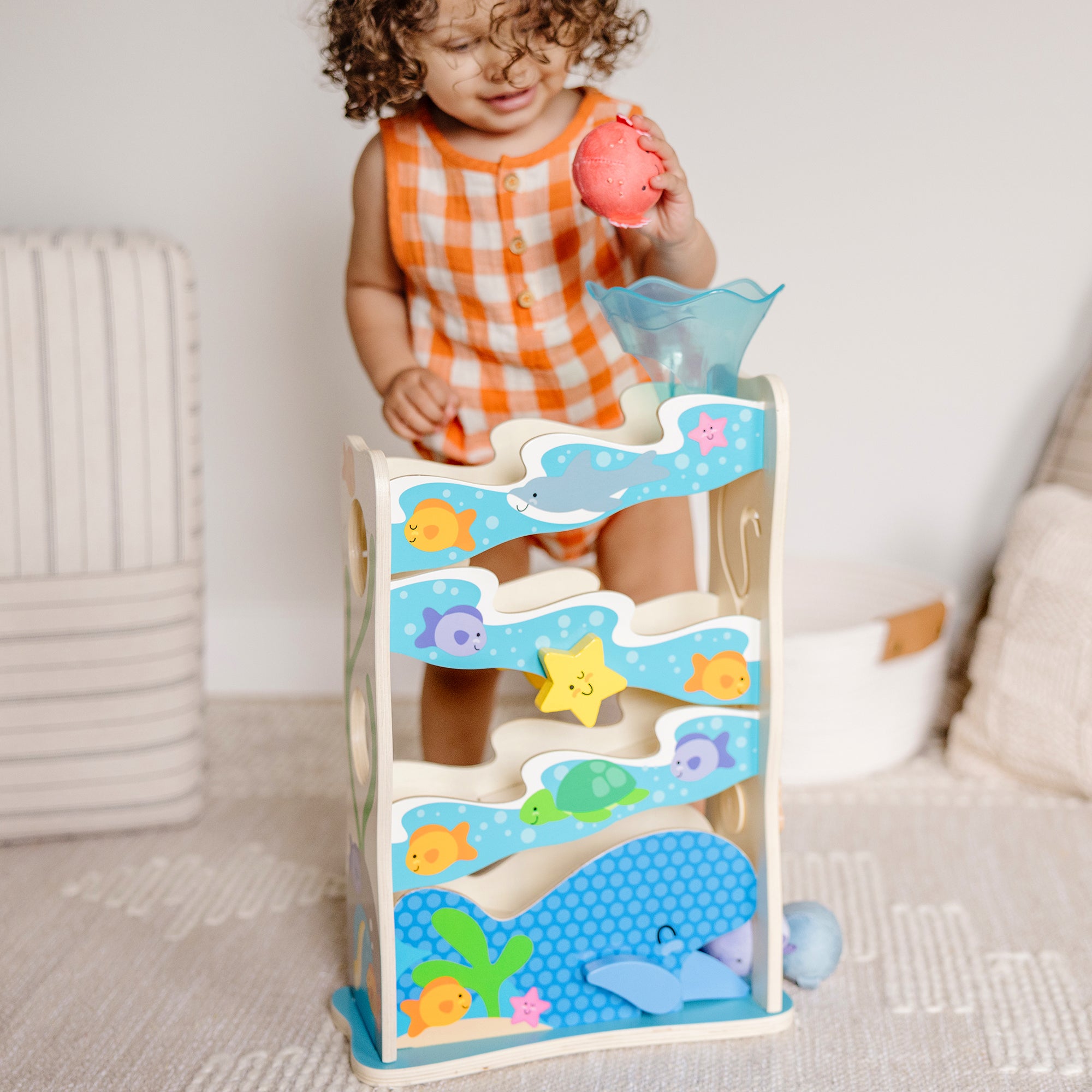 Melissa & Doug Rollables Wooden Ocean Slide - Image 2