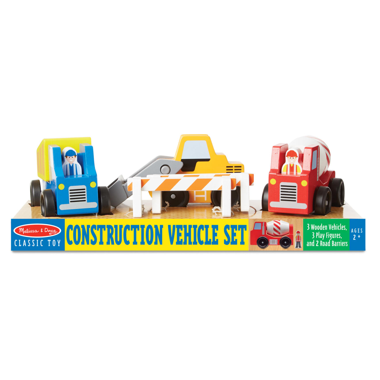 Melissa & Doug Classic Wooden Toy Construction Vehicle Set - Image 3