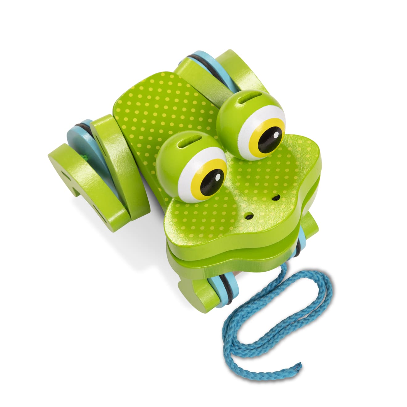 Melissa & Doug First Play Frolicking Frog Wooden Pull Toy - Image 4