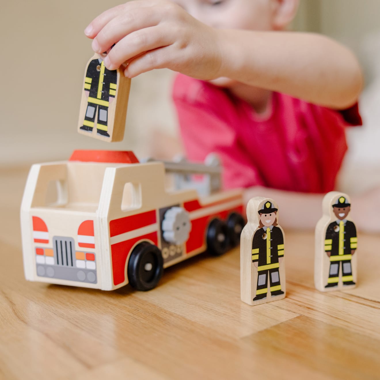 Melissa & Doug Classic Wooden Fire Truck Play Set - Image 6