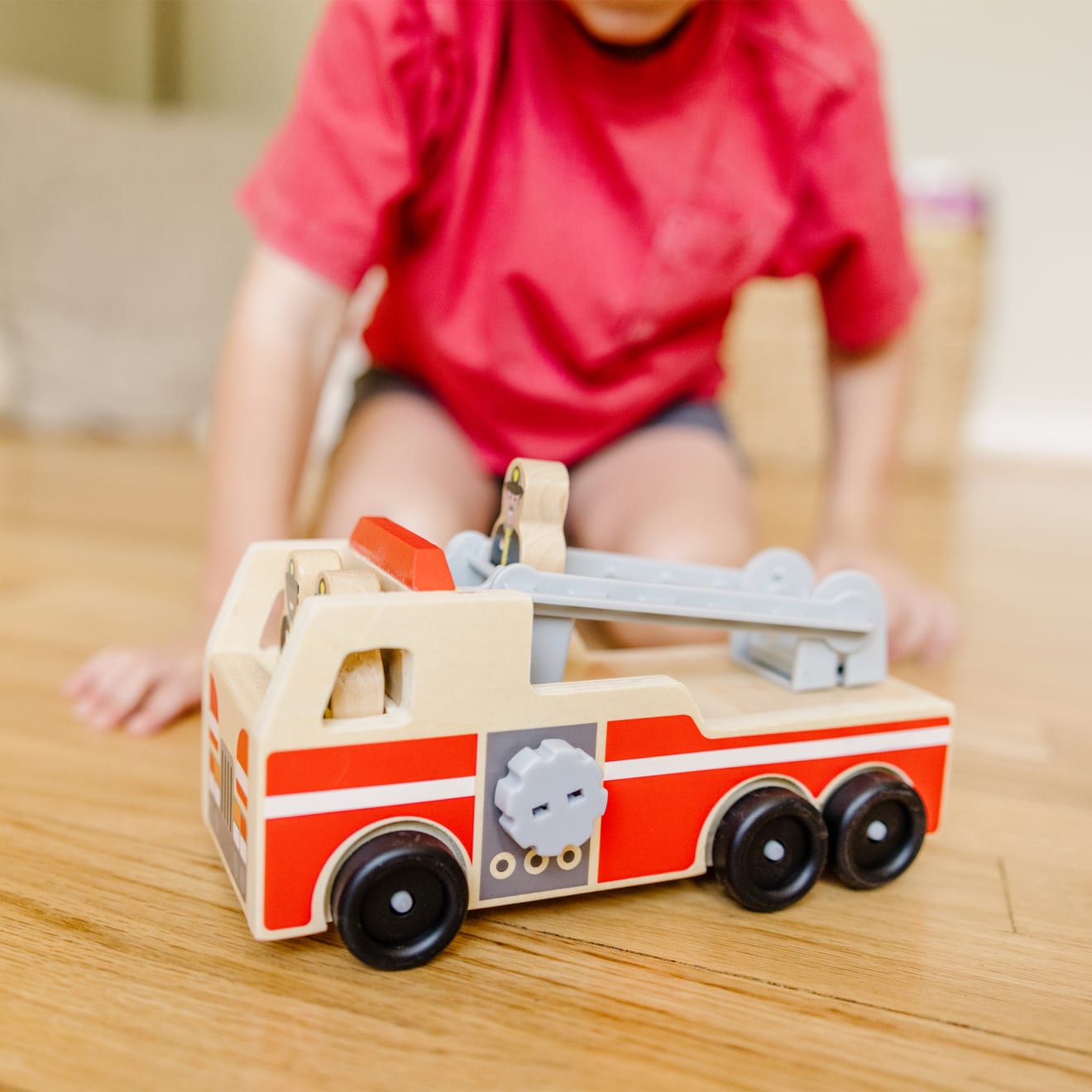 Melissa & Doug Classic Wooden Fire Truck Play Set - Image 7