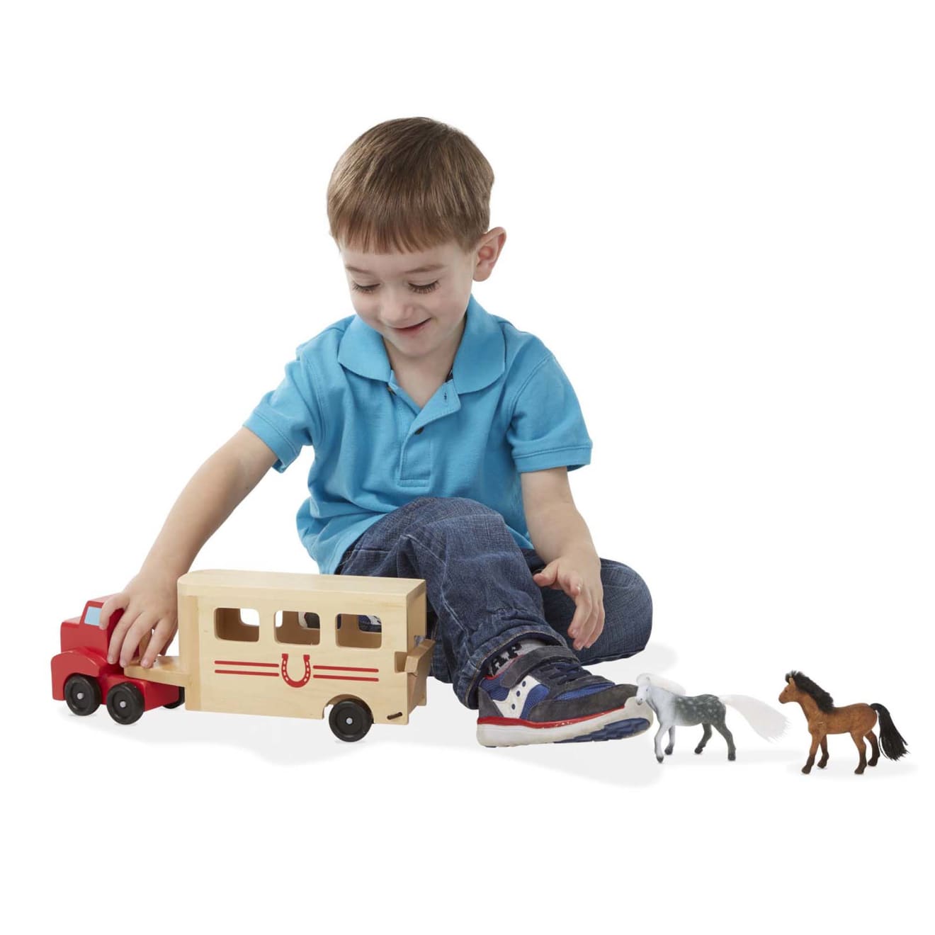 Melissa & Doug Horse Carrier Wooden Vehicles Play Set - Image 8