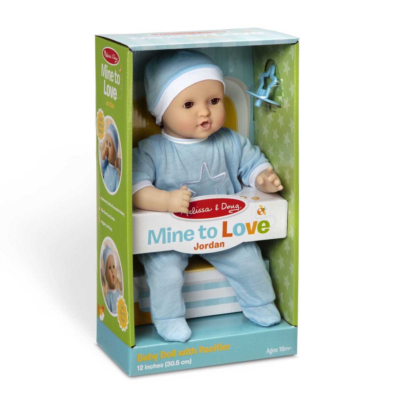 Melissa & Doug Mine to Love Jordan 12-Inch Baby Doll - Image 3