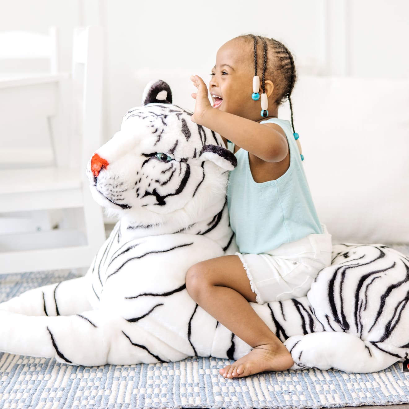 Melissa & Doug White Tiger Giant Stuffed Animal - Image 6