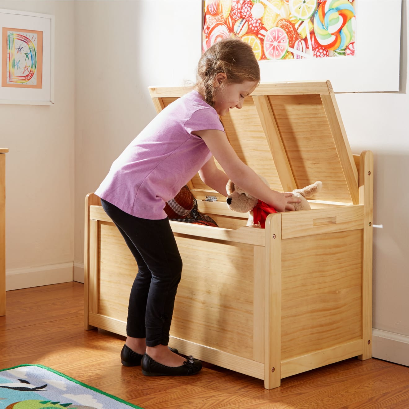 Melissa & Doug Wooden Toy Chest (Honey) - Image 2