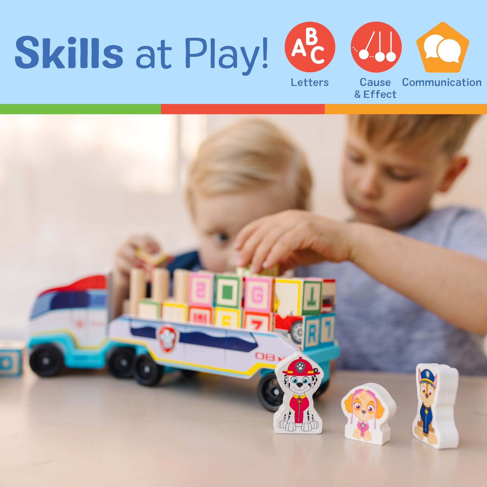 Melissa & Doug PAW Patrol Wooden ABC Block Truck - Image 5
