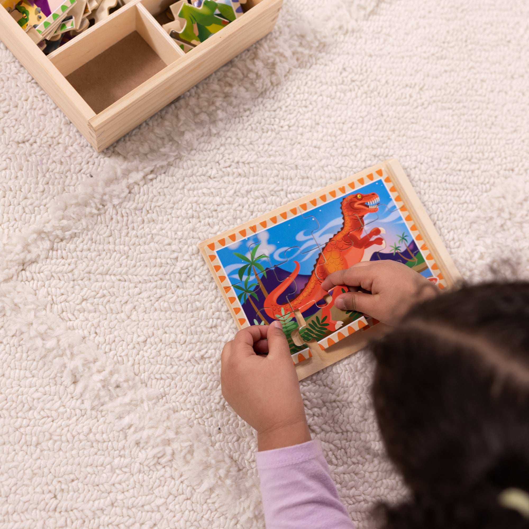 Melissa & Doug Wooden Jigsaw Puzzles in a Box - Dinosaurs - Image 2
