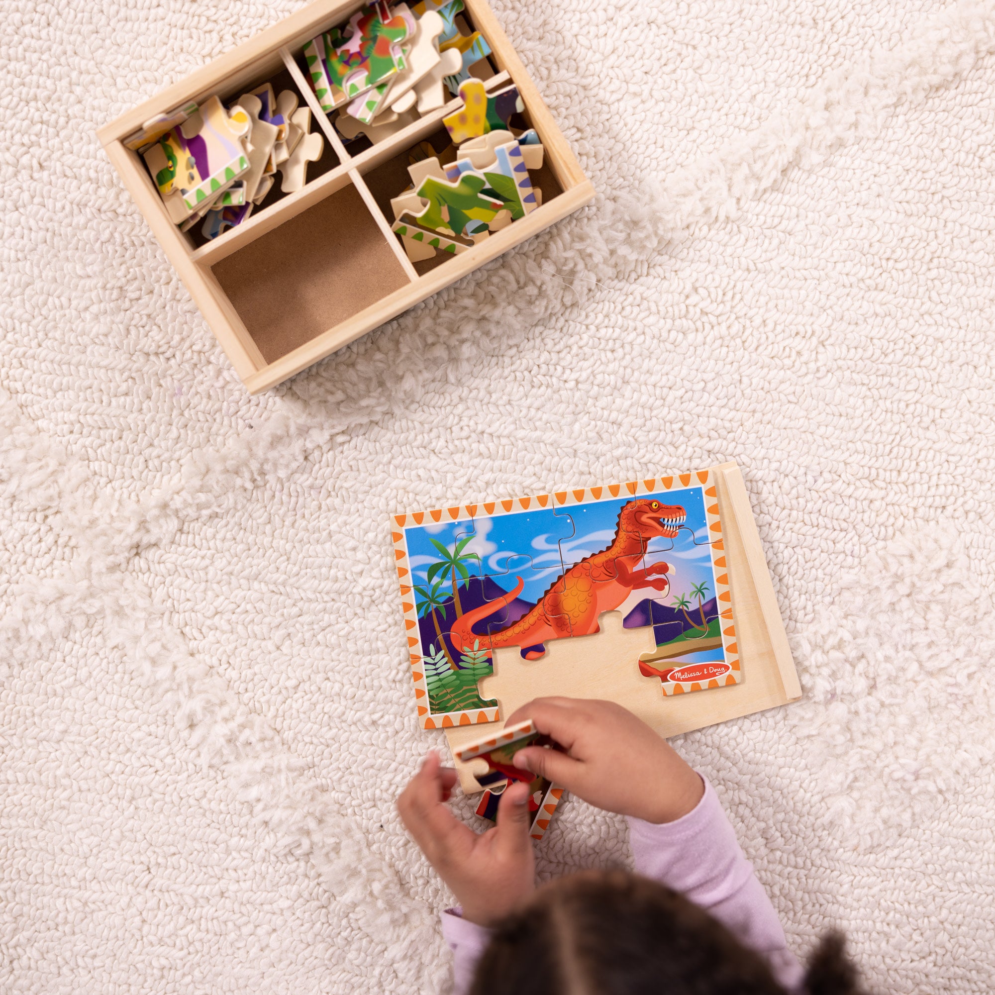 Melissa & Doug Wooden Jigsaw Puzzles in a Box - Dinosaurs - Image 5