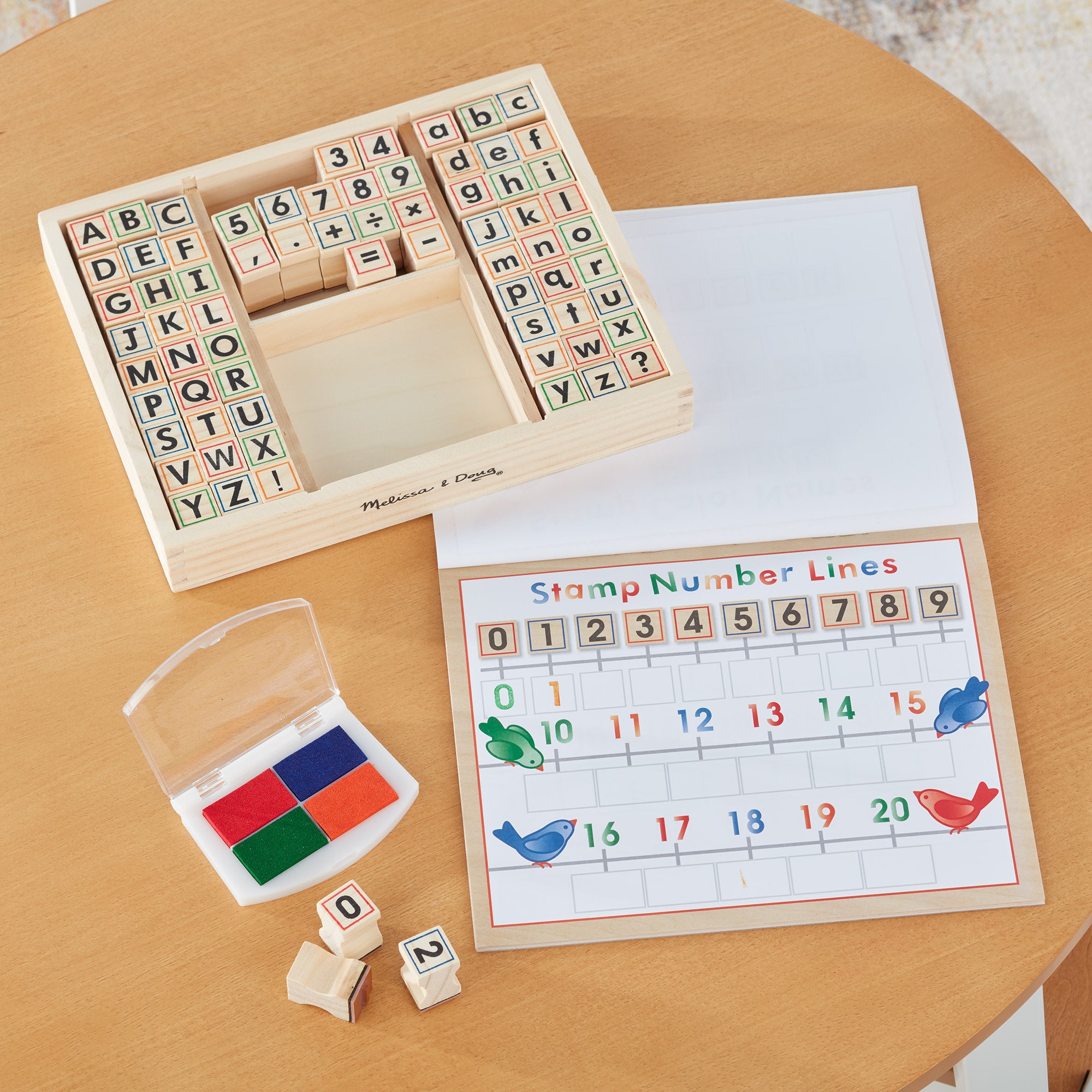 Melissa & Doug Deluxe Wooden Stamp Set - ABCs 123s - Image 9