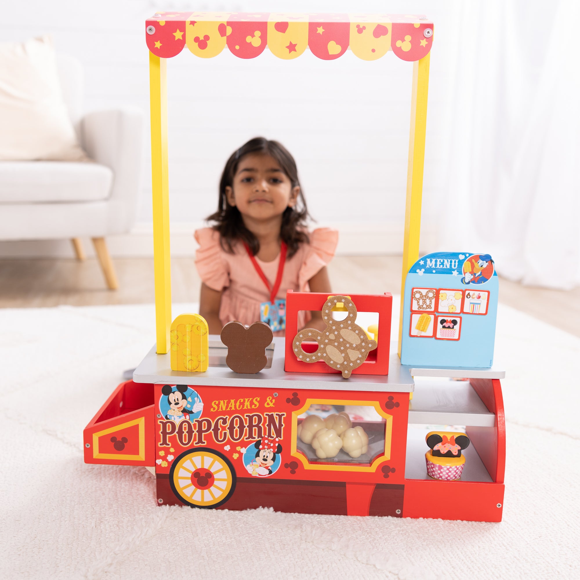 Melissa & Doug Disney Snacks & Popcorn Wooden Food Counter - Image 2