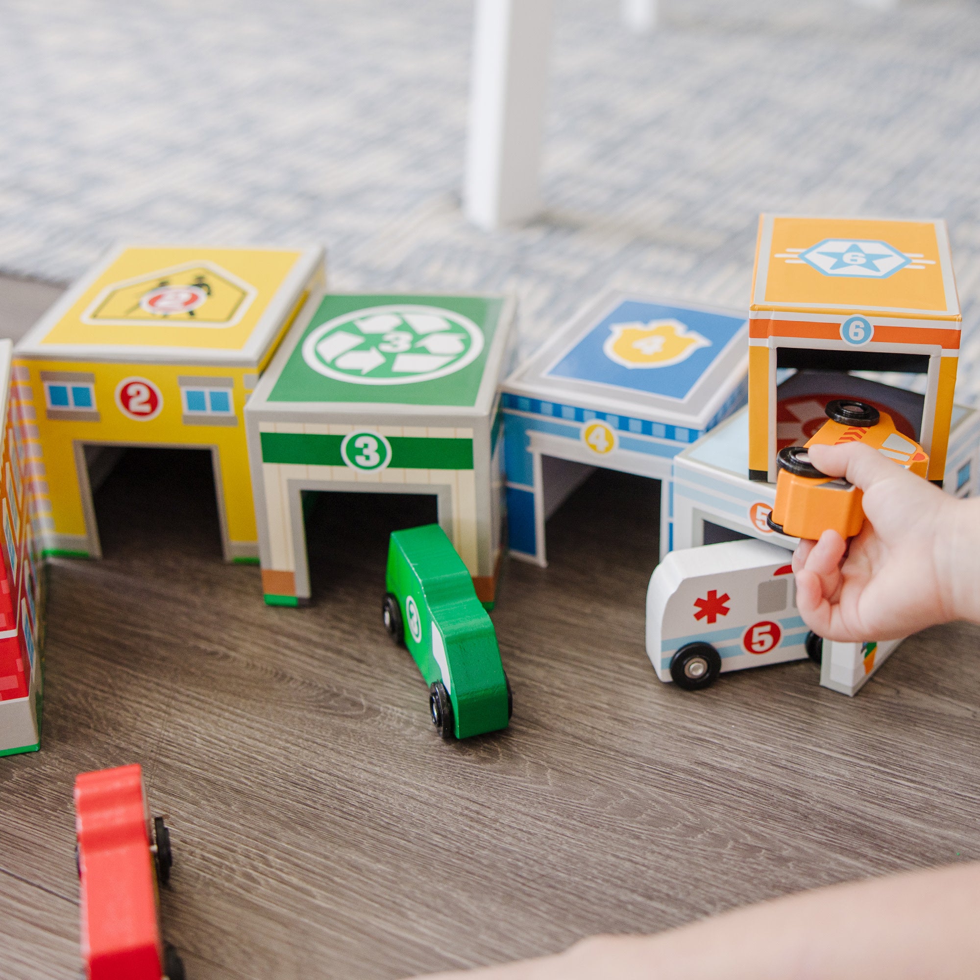 Melissa & Doug Nesting & Sorting Buildings & Vehicles - Image 5