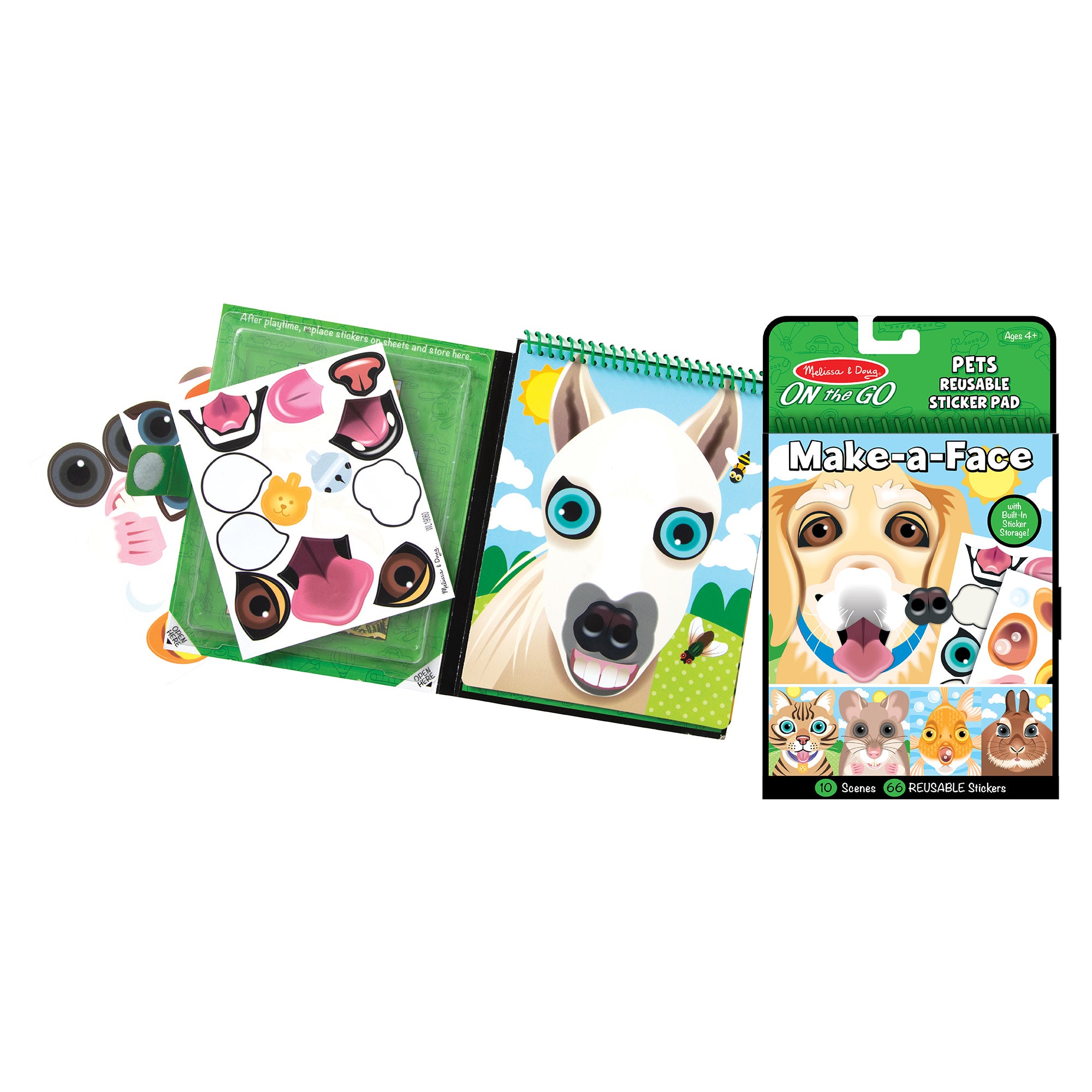 Melissa & Doug Make-a-Face ?C Pets Reusable Sticker Pad ?C On the Go Travel Activity - Image 9
