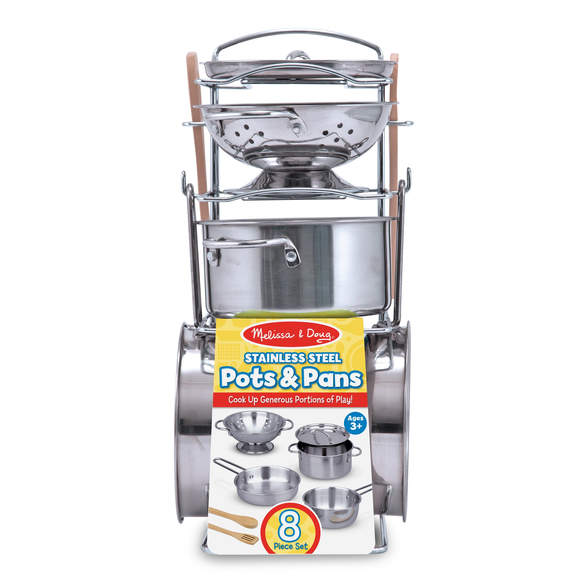 Melissa & Doug Stainless Steel Pots & Pans Play Set - Image 3
